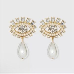 Sugarfix by BaubleBar Pearl and Crystal Evil Eye Drop Earrings